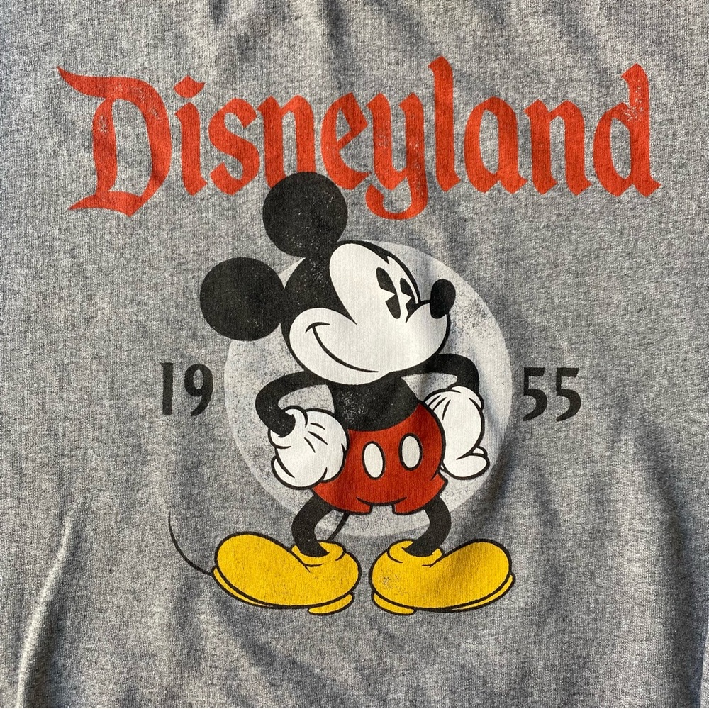 Disneyland Gray Crewneck Sweater with Mickey Mouse 1955 Graphic Size S - Picture 2 of 10